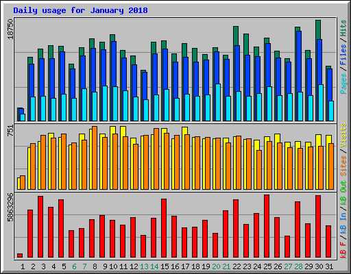 Daily usage for January 2018
