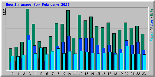 Hourly usage for February 2023